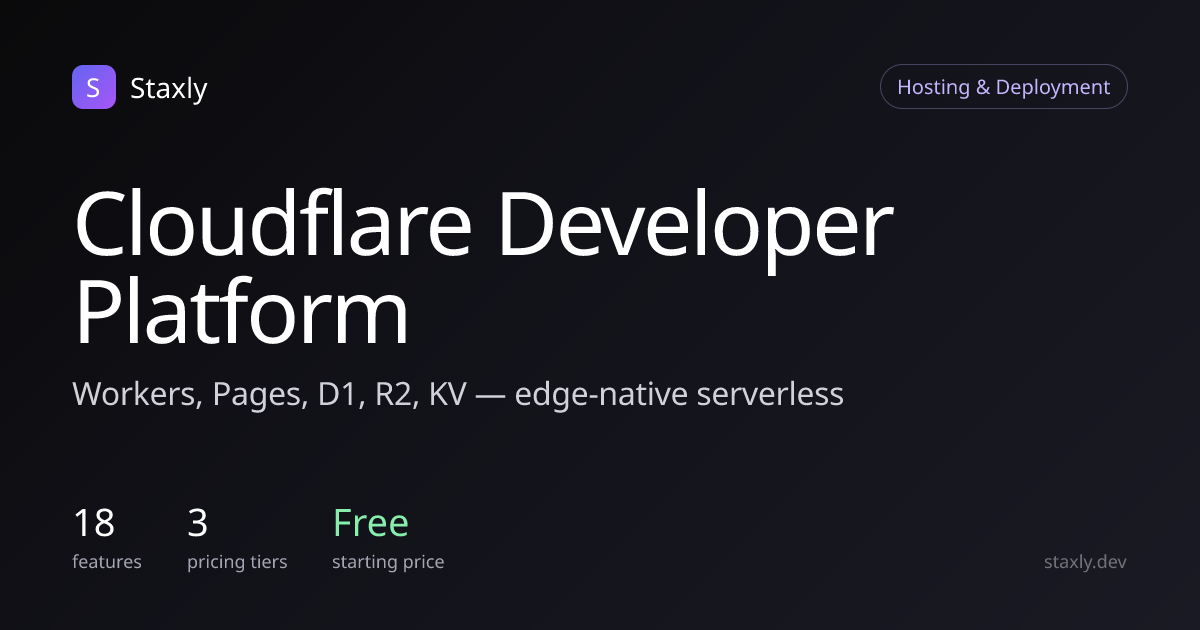 Cloudflare Developer Platform pricing, quotas, and features · Staxly