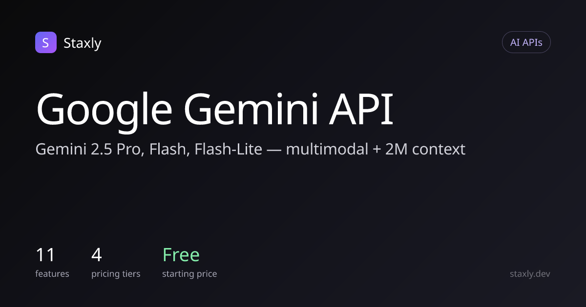 Google Gemini API pricing, quotas, and features · Staxly