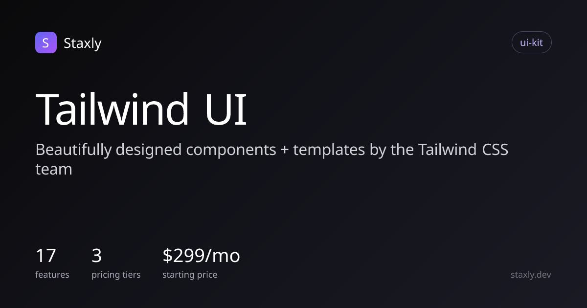 Tailwind UI pricing, quotas, and features · Staxly